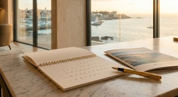 Um calendário em sala com vista para Cascais